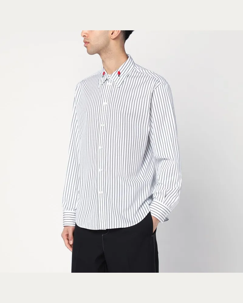 Bottega Veneta Weißes Hemd mit schwarzen Streifen aus Baumwolle Weiß