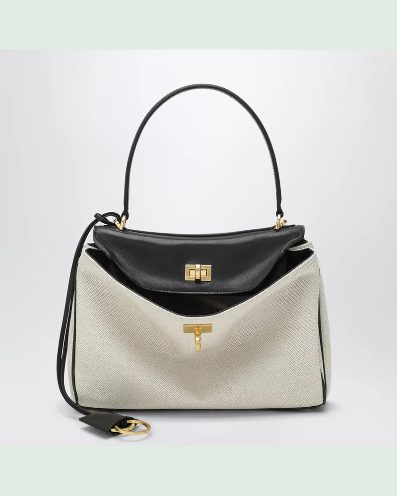 Balenciaga Handtasche Rodeo aus Leinen und Lammleder in Natur/Schwarz Beige