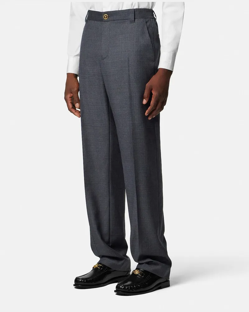 Versace Jogginghose aus Wolle in Anthrazitgrau 