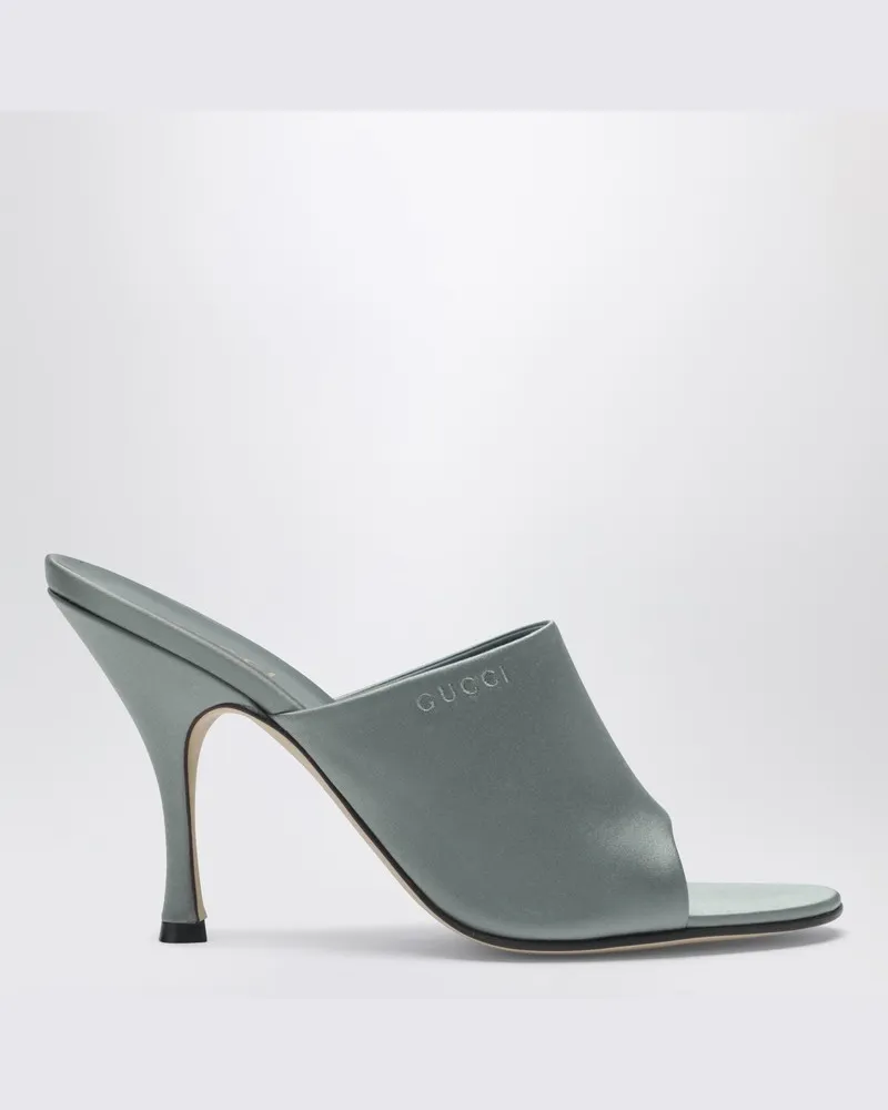 Gucci Slider-Sandale aus Satin in Ozeangrün Grün