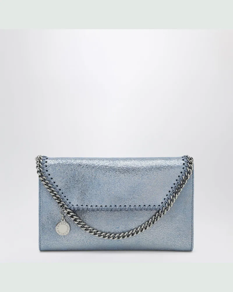 Stella McCartney Falabella Kettenportemonnaie in Metallic-Denim Blue