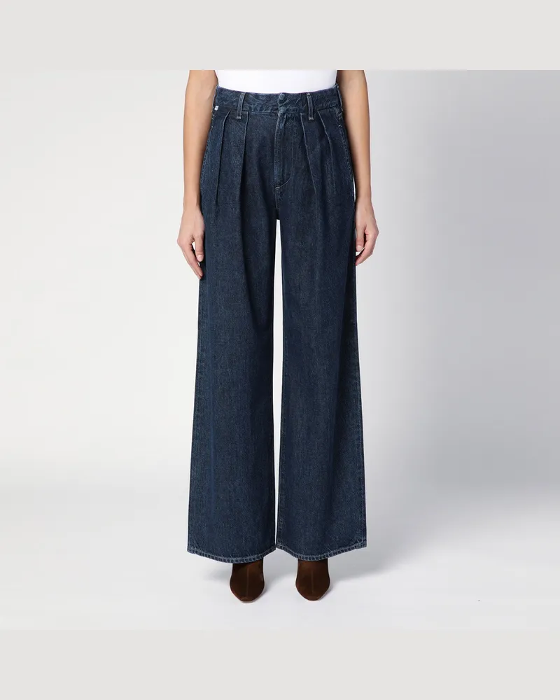 Citizens of humanity Weite dunkle Jeans mit Falten Blue