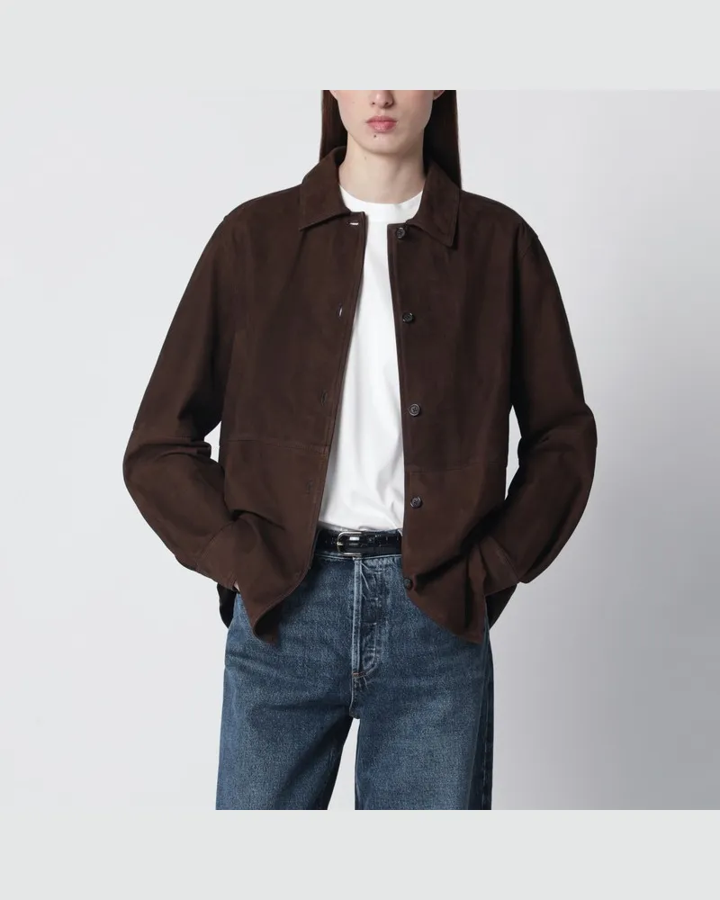 Totême Braune Leder-Hemdjacke Braun