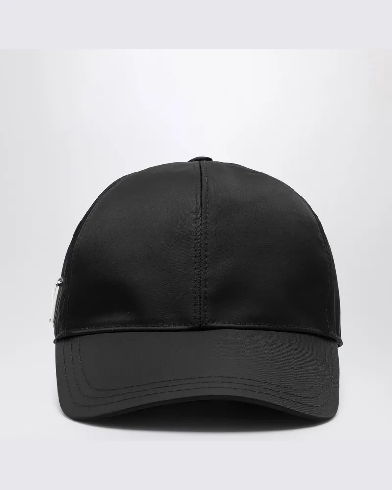 Prada Schwarze Re-Nylon-Baseballmütze Schwarz