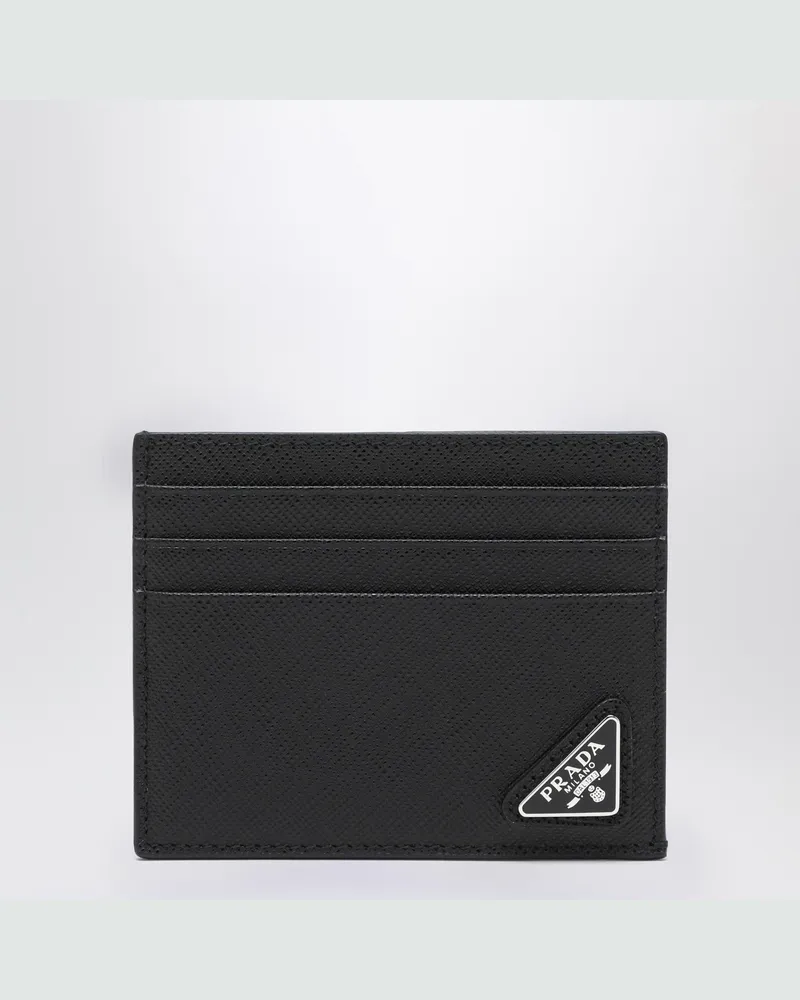 Prada Schwarzes Kreditkartenetui aus Saffiano-Leder Black