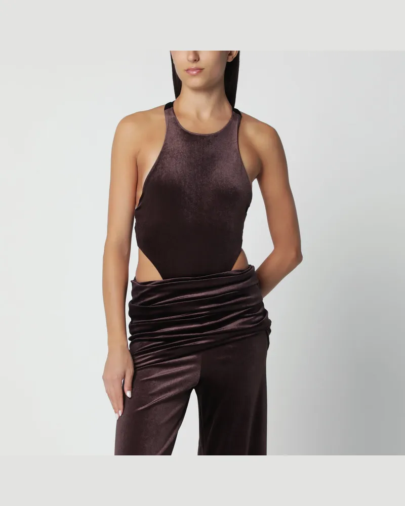 ANDAMANE Brown velvet-effect bodysuit Brown