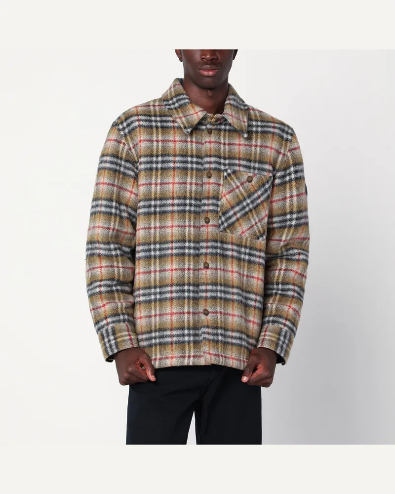 Burberry Beigefarbene Hemdjacke aus Wolle mit Karomuster Beige