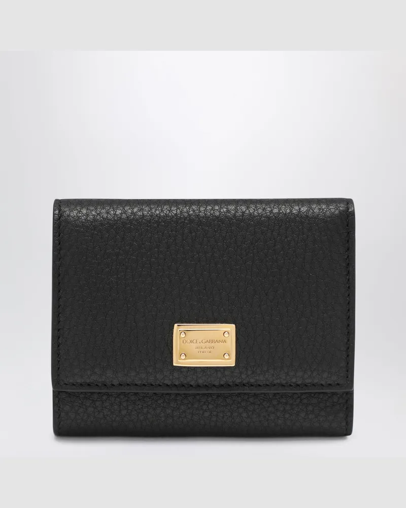 Dolce & Gabbana Schwarzes Portemonnaie aus Dauphine-Kalbsleder Black