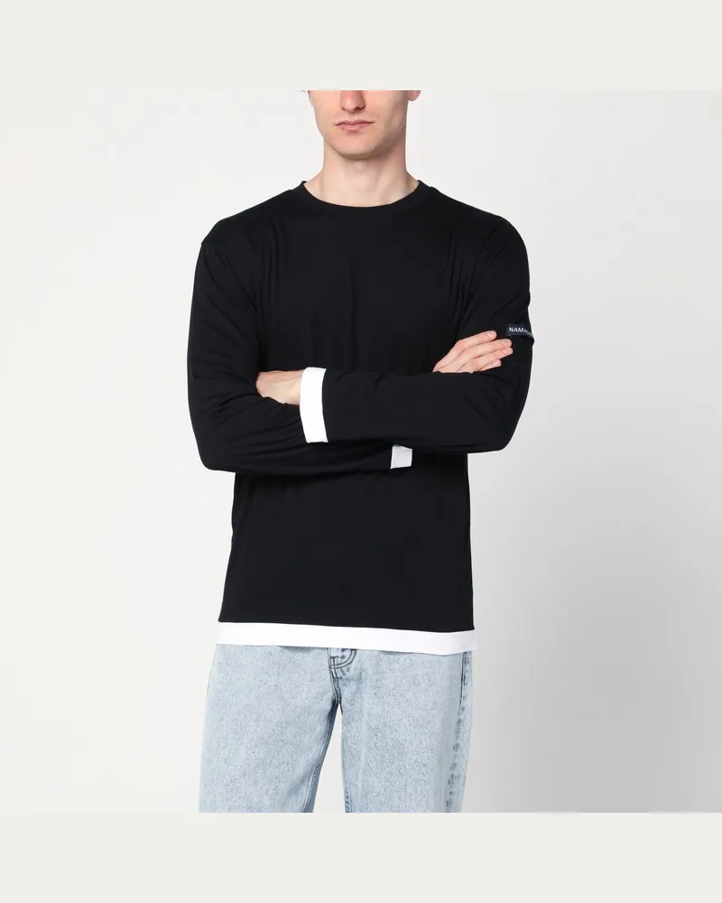 Namacheko Schwarz/weißes Baumwollstrickshirt Schwarz
