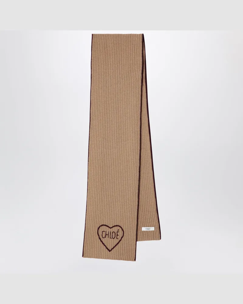 Chloé Schal Encoeur aus Wolle und Kaschmir in Hellbraun Brown