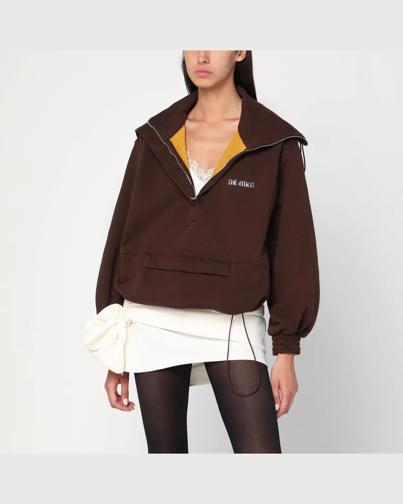 ATTICO Braunes Baumwoll-Sweatshirt mit Logo Braun