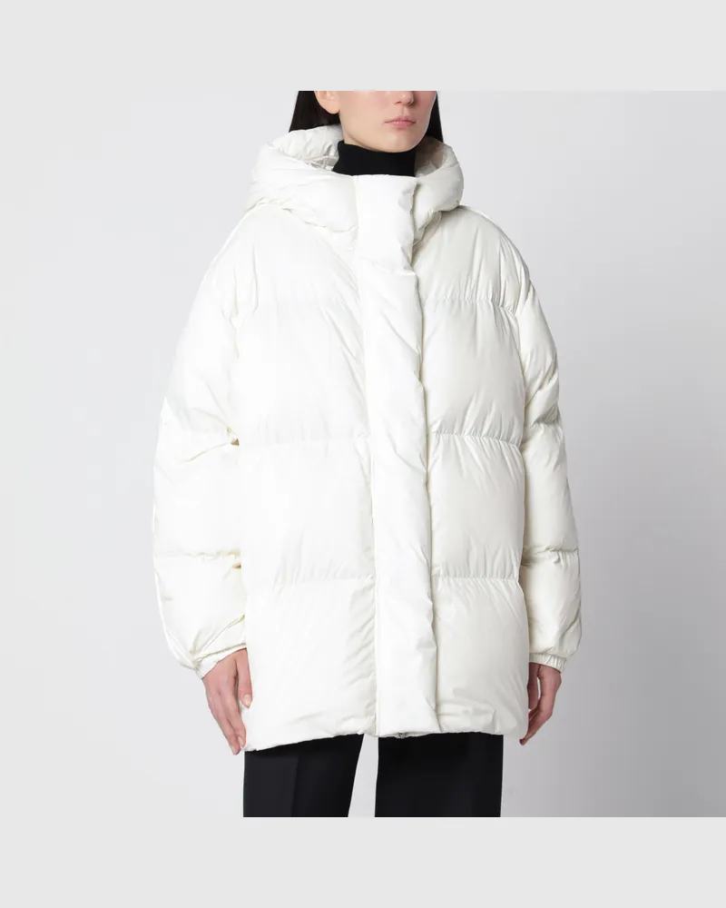 Herno Weiße kurze Daunenjacke aus Nylon mit Kapuze White