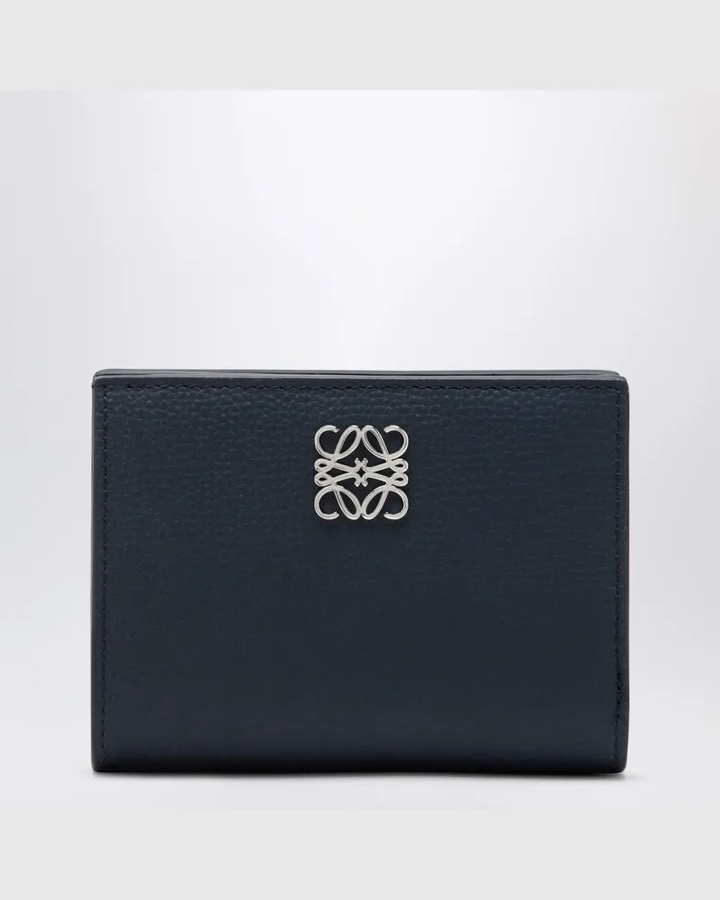 Loewe Kompakte Anagram-Geldbörse aus Kalbsleder, Navy Blue