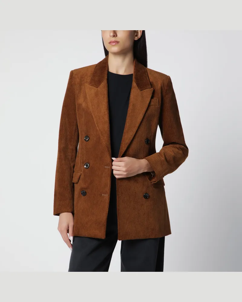 Isabel Marant Doppelreihige Cordjacke in Karamell Brown