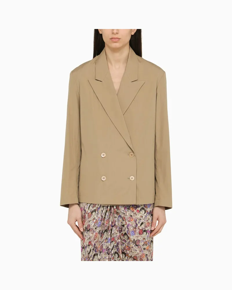 Dries van Noten Beigefarbene zweireihige Jacke aus Baumwolle Beige