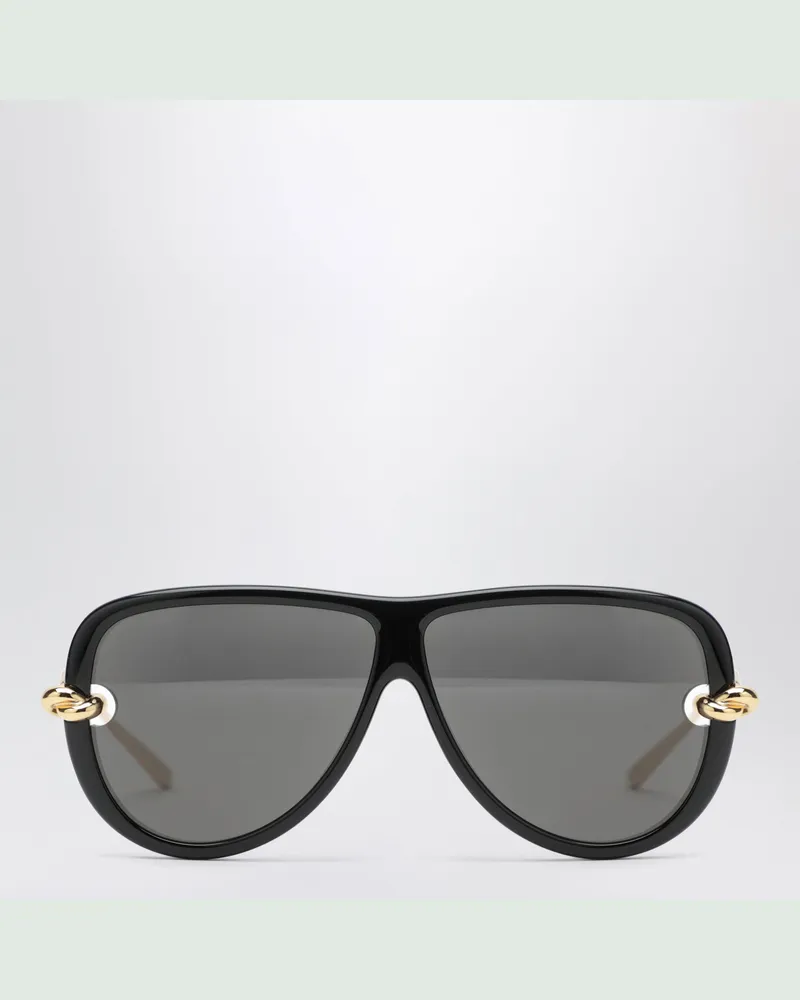 Bottega Veneta Knot Aviator-Sonnenbrille in Schwarz/Gold Black