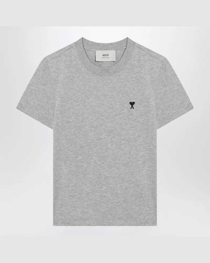 AMI Paris T-Shirt Ami De Coeur grau aus Baumwolle Hellblau