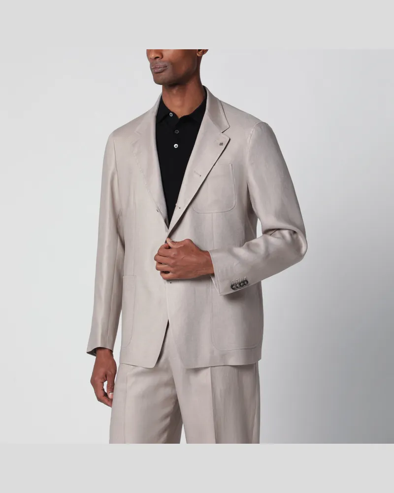 Tagliatore Einreihiger Blazer aus beigem Leinen Beige