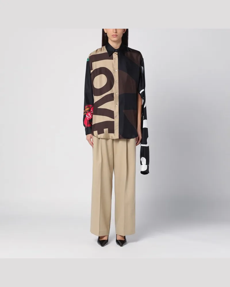 Moschino Patchwork-Bluse aus Seide Mehrfarbig
