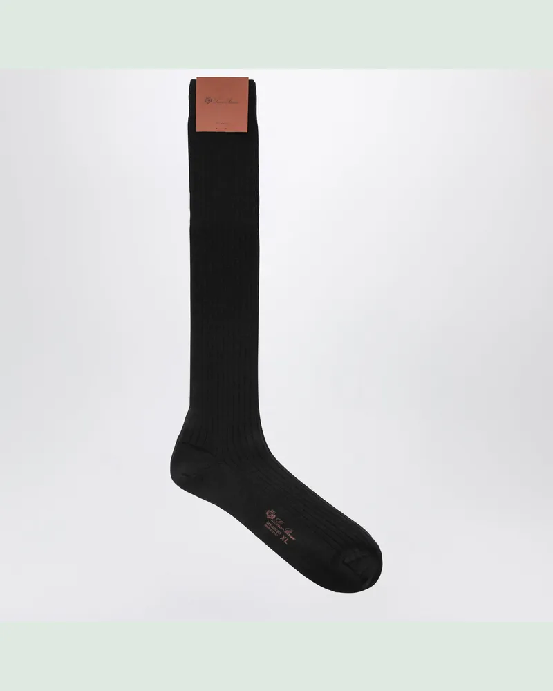 Loro Piana Sottile schwarze Socken aus Kaschmir-Seidenmix Black