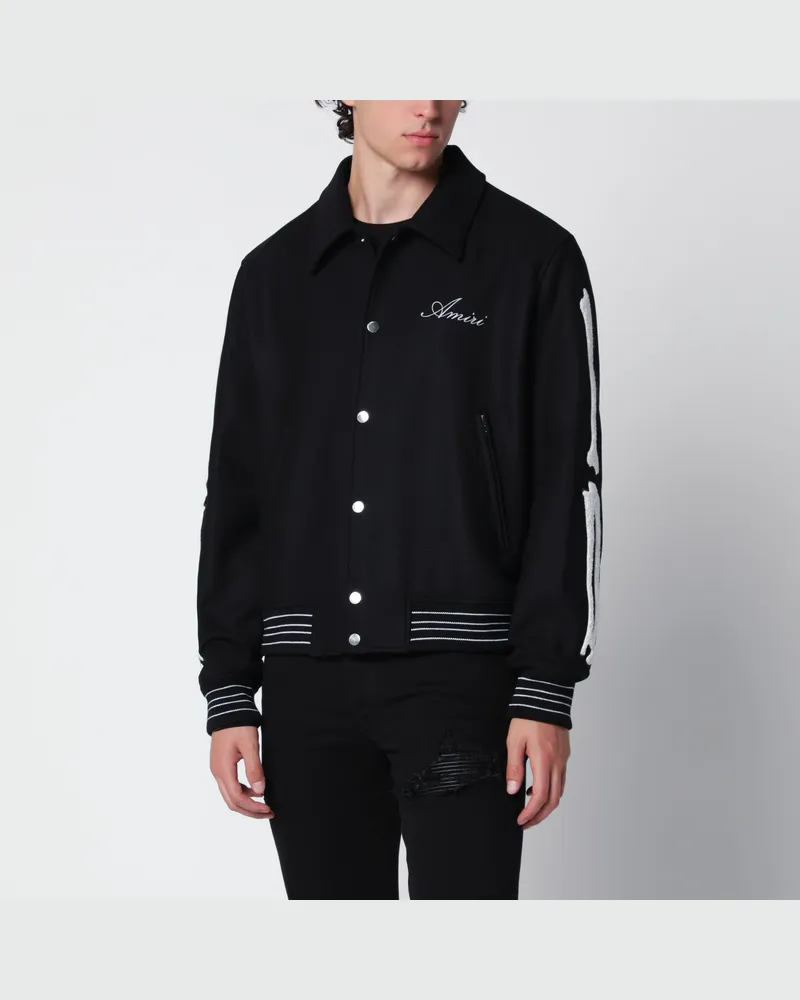 Amiri Schwarze Jacke aus Wollmischung mit Logo Black
