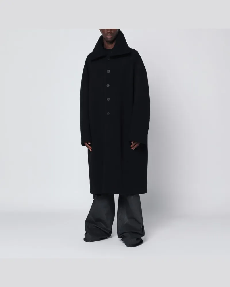 Rick Owens Schwarzer Wollmantel Schwarz