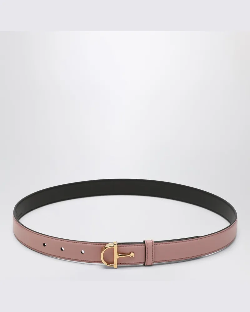 Gucci Schmaler rosa Gürtel mit Half-Horsebit-Schnalle Rosa