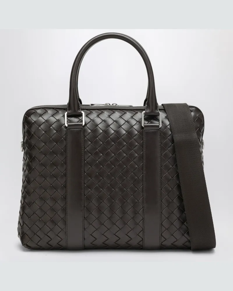 Bottega Veneta Kleine braune Business-Tasche mit Flechtmuster Brown