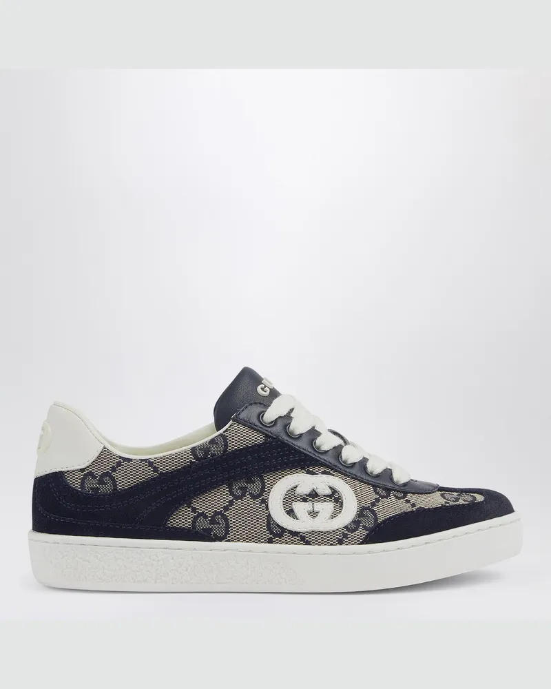 Gucci G74 Sneakers aus GG-Gewebe in Beige und Blau Blue