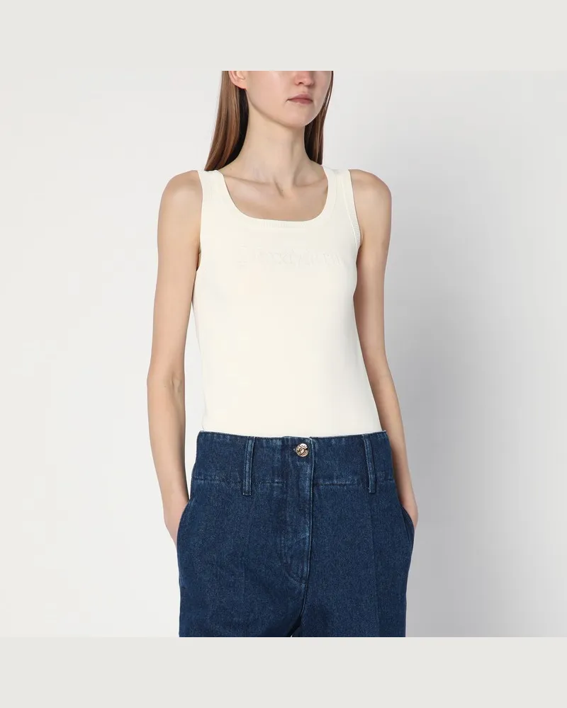 Max Mara Top in Elfenbein aus Crêpe-Viskose Weiß