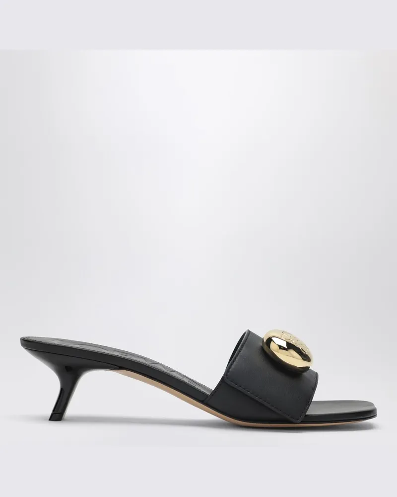 Loewe Pebble Slides aus weichem schwarzem Kalbsleder Schwarz