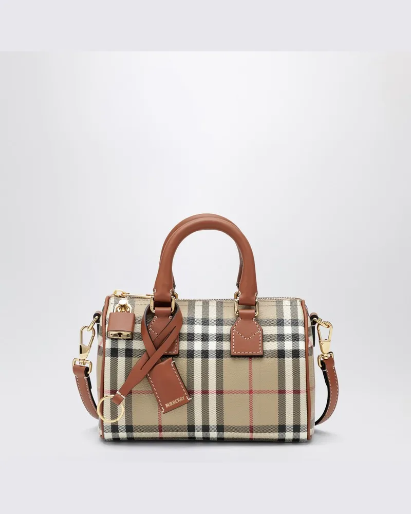 Burberry Kleine Bowlingtasche mit Check-Muster Braun
