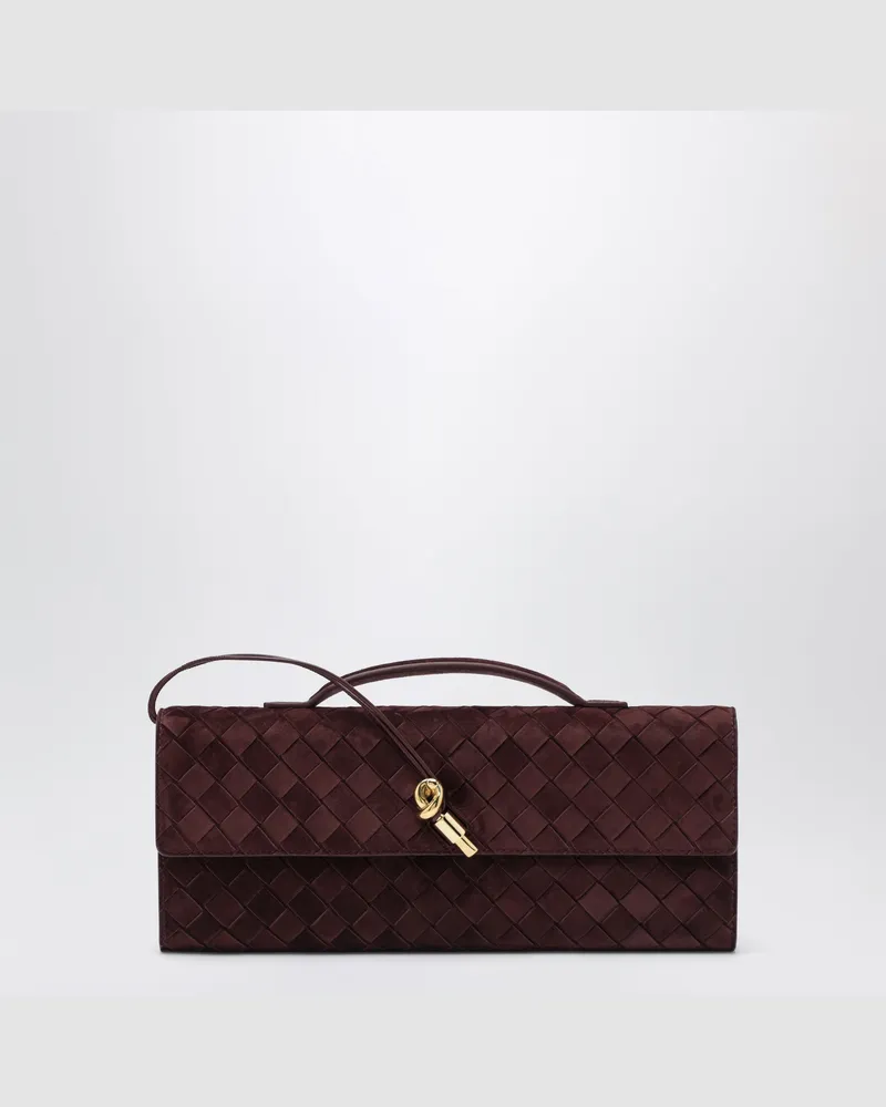 Bottega Veneta Andiamo Clutch aus Wildleder in Deep Mahogany Burgundy