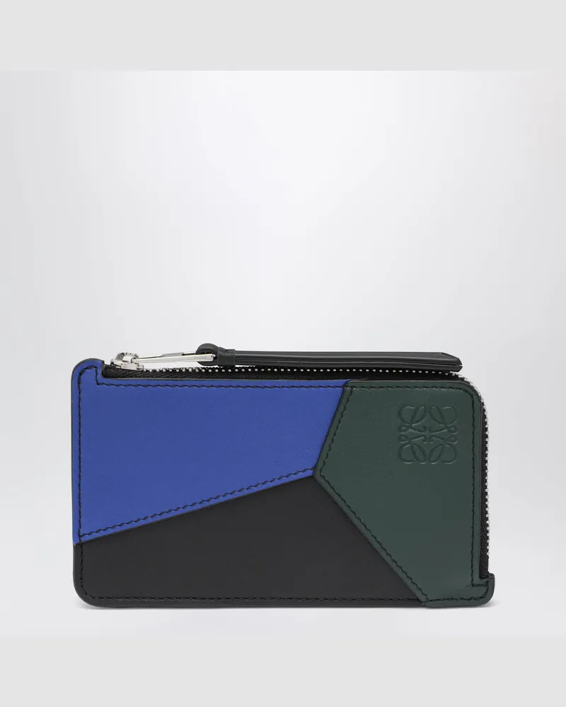 Loewe Puzzle black and blue calfskin cardholder and coin purse Multicolor