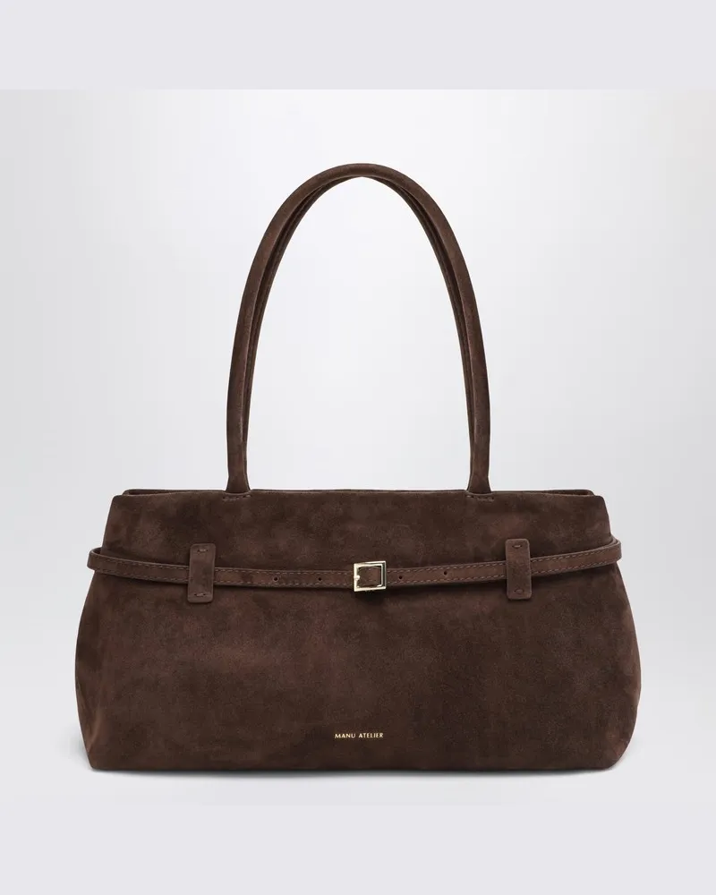 Manu Atelier Dunkelbraune Wildleder East West Le Cambon Tasche Braun
