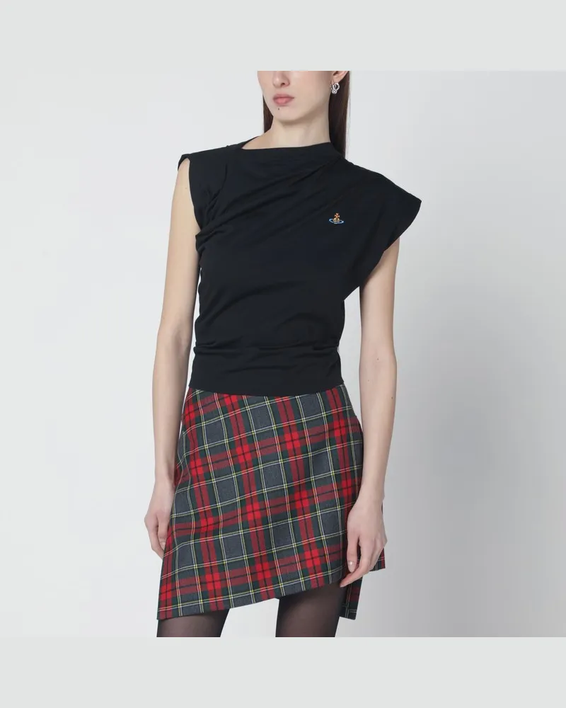 Vivienne Westwood Asymmetrisches schwarzes T-Shirt mit Orb-Logo Schwarz