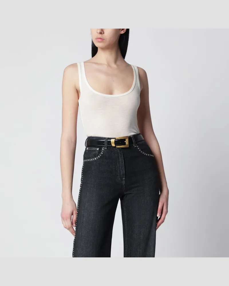 Versace Cremefarbenes Woll-Tanktop mit Logo-Stickerei White