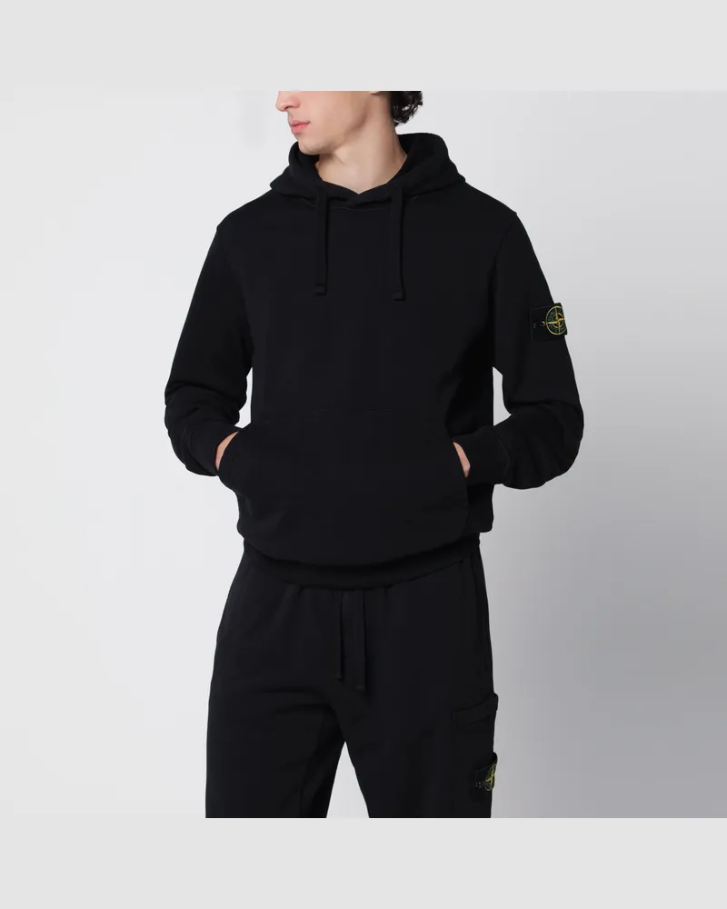 Stone Island Schwarzer Hoodie aus Baumwolle Black
