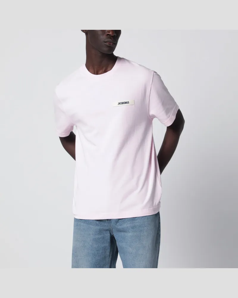 Jacquemus Rosa T-Shirt mit Grosgrain-Logo Pink