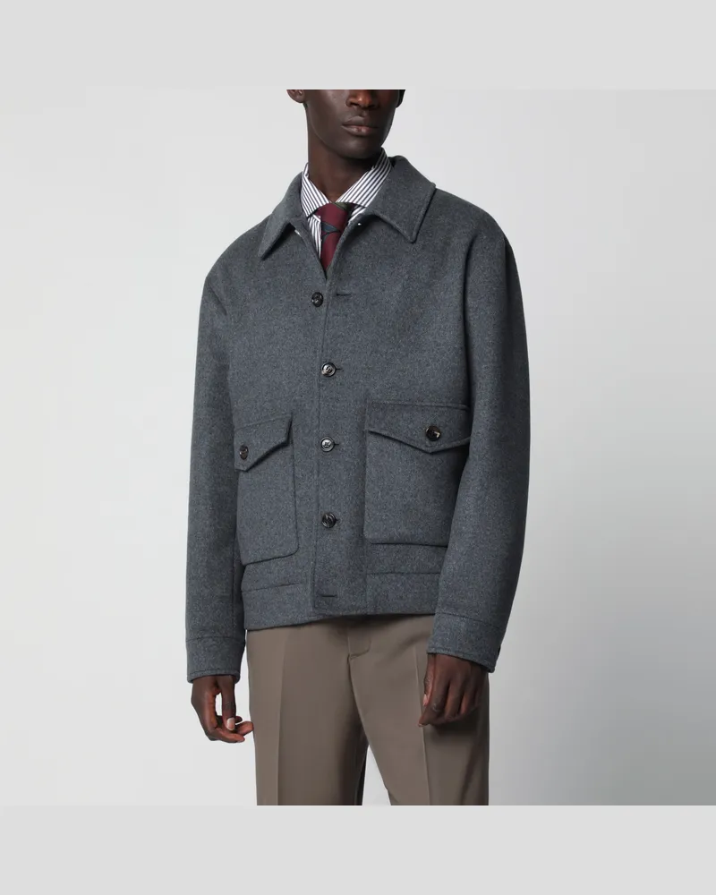 Valentino Garavani Graue Overshirt-Jacke aus Woll-Kaschmir-Mischung Grey