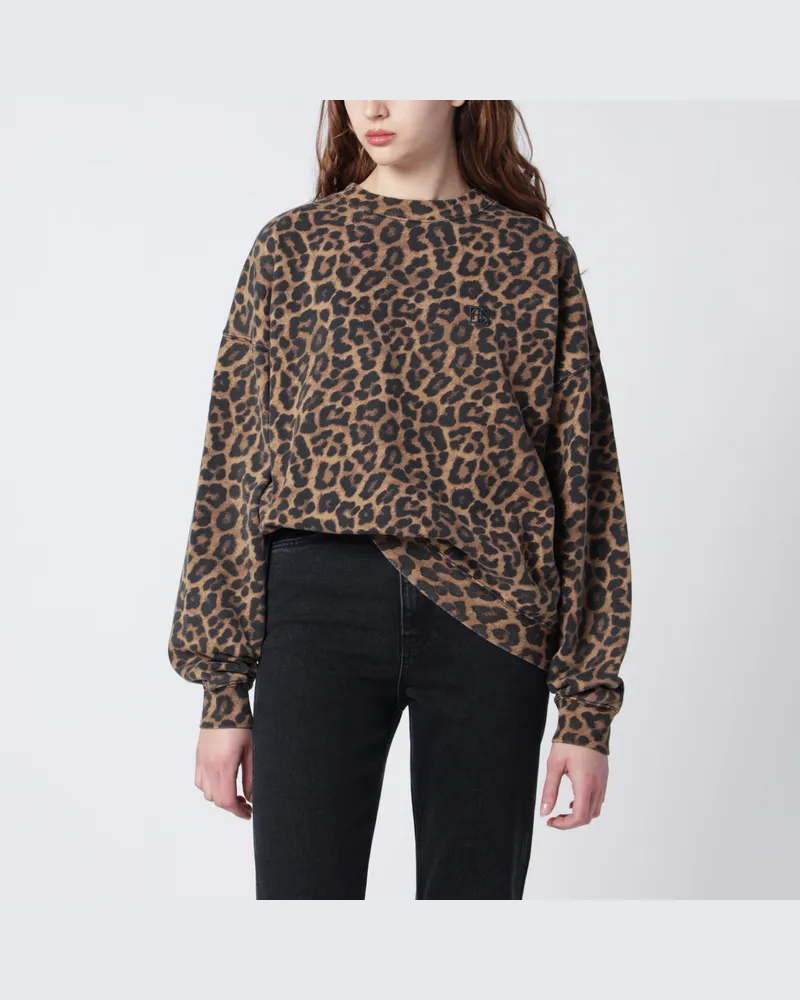 Anine Bing Miles Oversize-Sweatshirt Mit Leopardenprint Brown