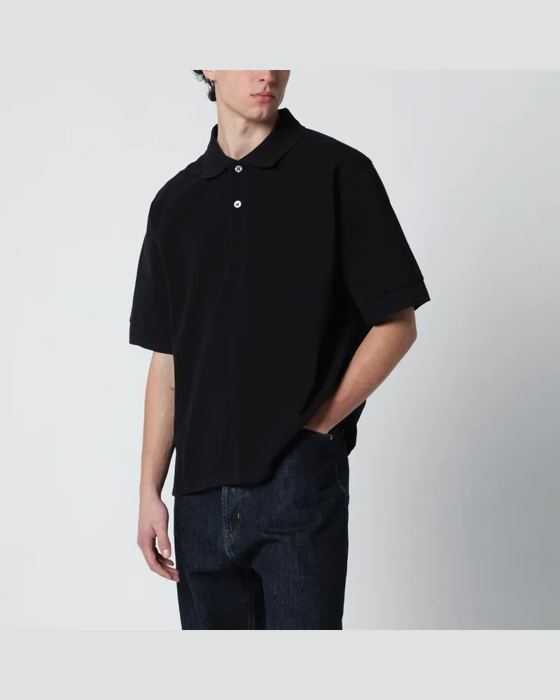 Studio Nicholson Balaton Polo schwarz aus Baumwollpiqué 