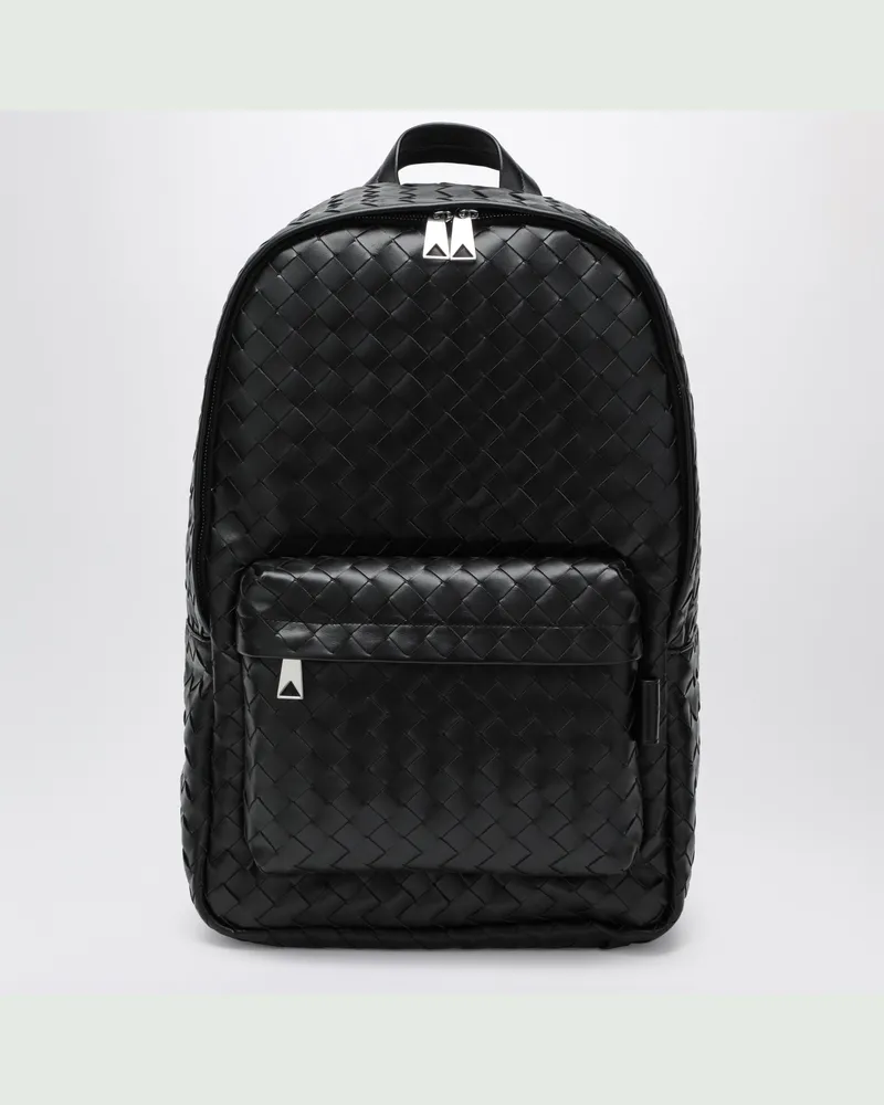 Bottega Veneta Mittlerer schwarzer Rucksack im Intrecciato-Geflecht Black