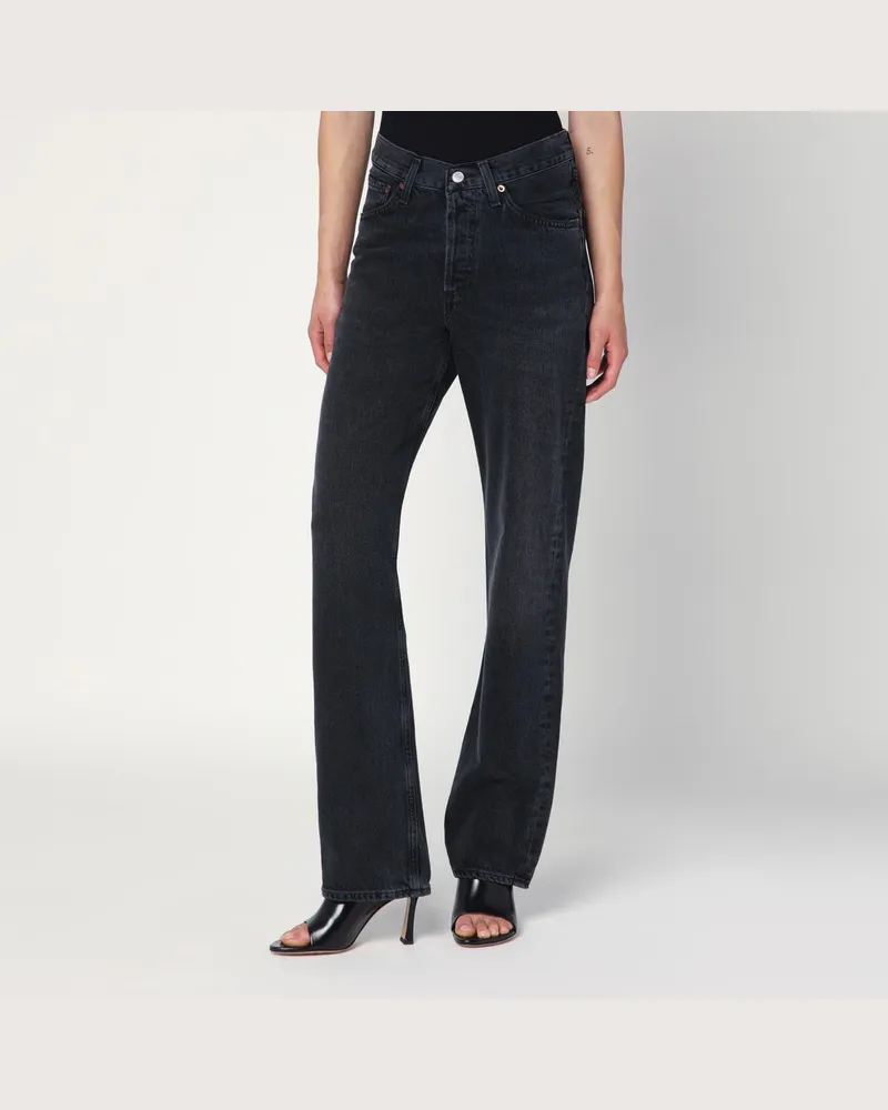 AGOLDE Schwarze V-Waist Kelly Jeans aus recyceltem Denim 