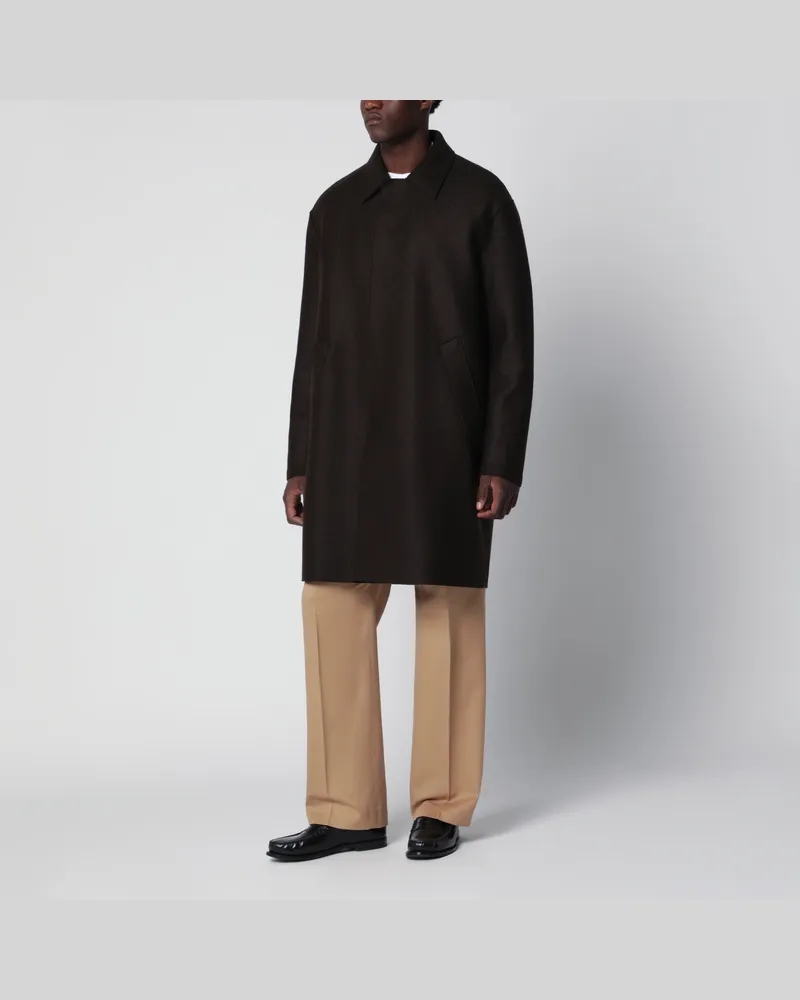 Harris Wharf London Dunkelbrauner Wollmantel Brown