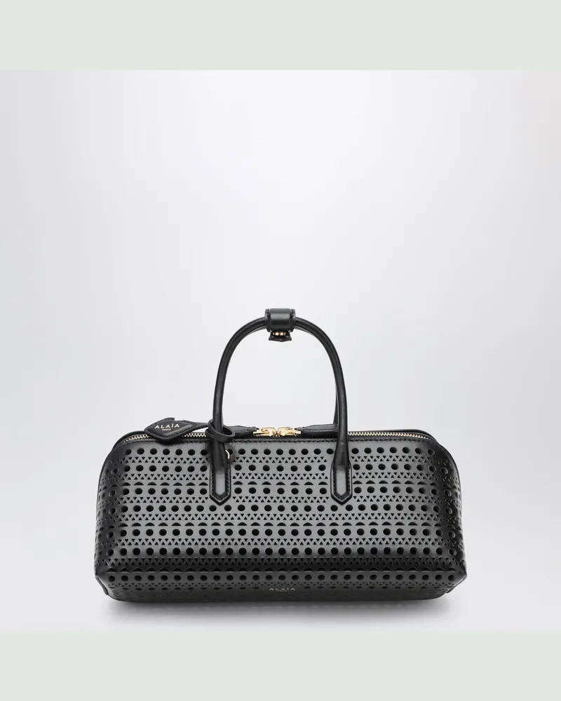Alaïa Kleine schwarze Delta-Tasche aus Kalbsleder Black