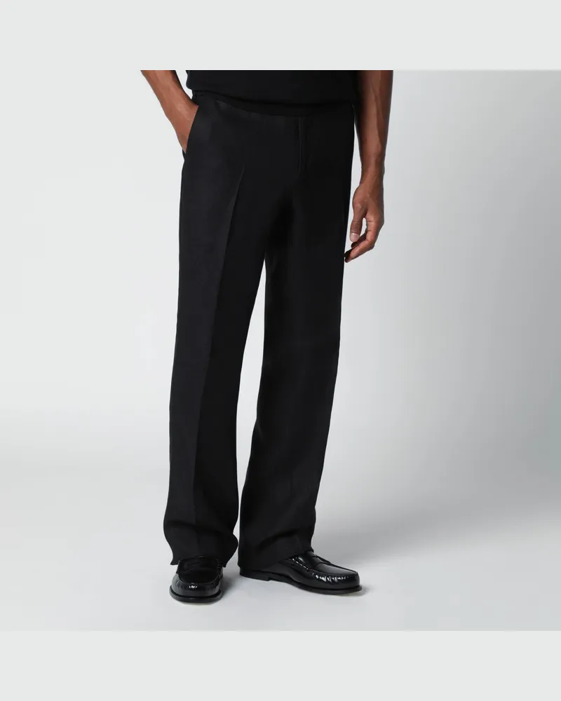 LARDINI Schwarze Leinenhose Black