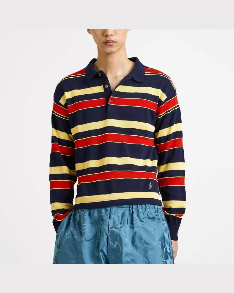 J.W.Anderson Navy-gestreiftes Poloshirt aus Baumwollmischung Blau
