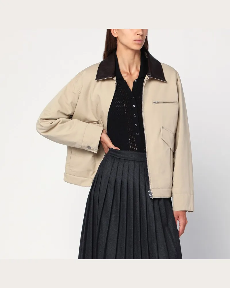 Dunst Beige Baumwolljacke mit Reißverschluss Beige