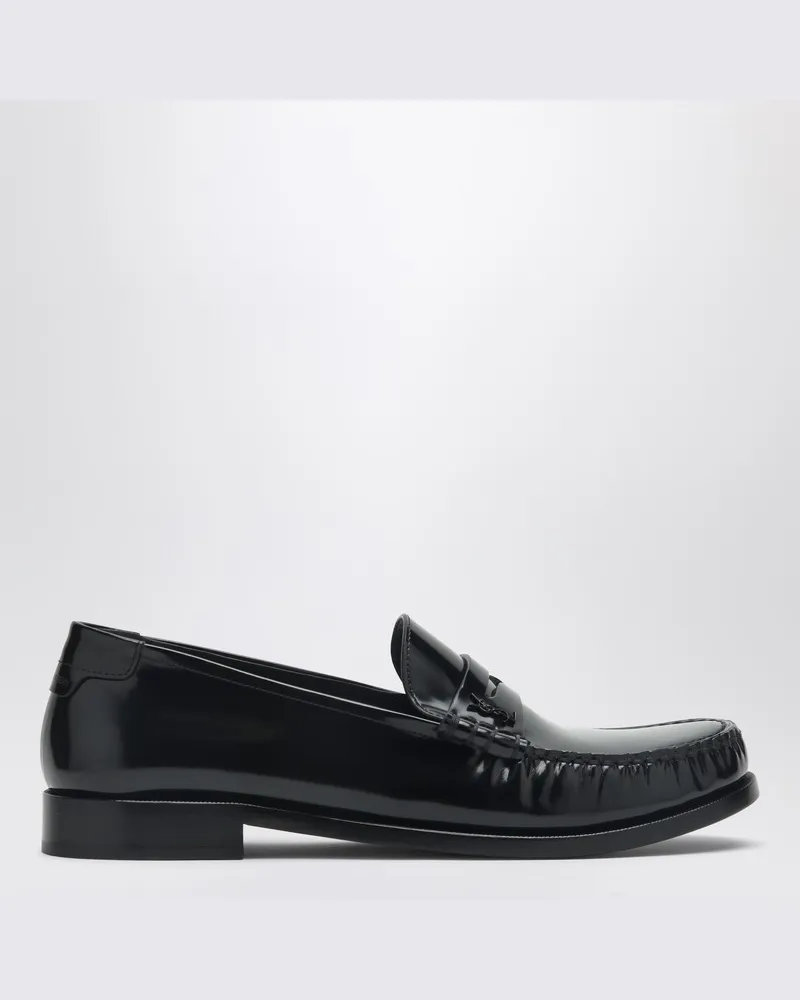 Saint Laurent Schwarzer Slipper aus Lackleder Schwarz